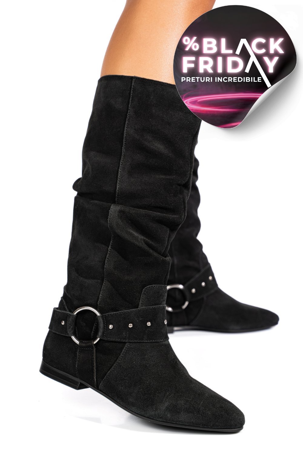 CIZME NEGRE PIELE NATURALA INTOARSA 9S77377