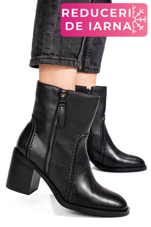 Botine negre piele naturala ss77n5001