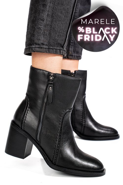 Botine negre piele naturala ss77n5001