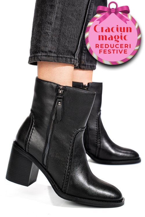 Botine negre piele naturala ss77n5001