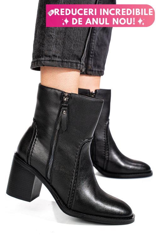 Botine negre piele naturala ss77n5001