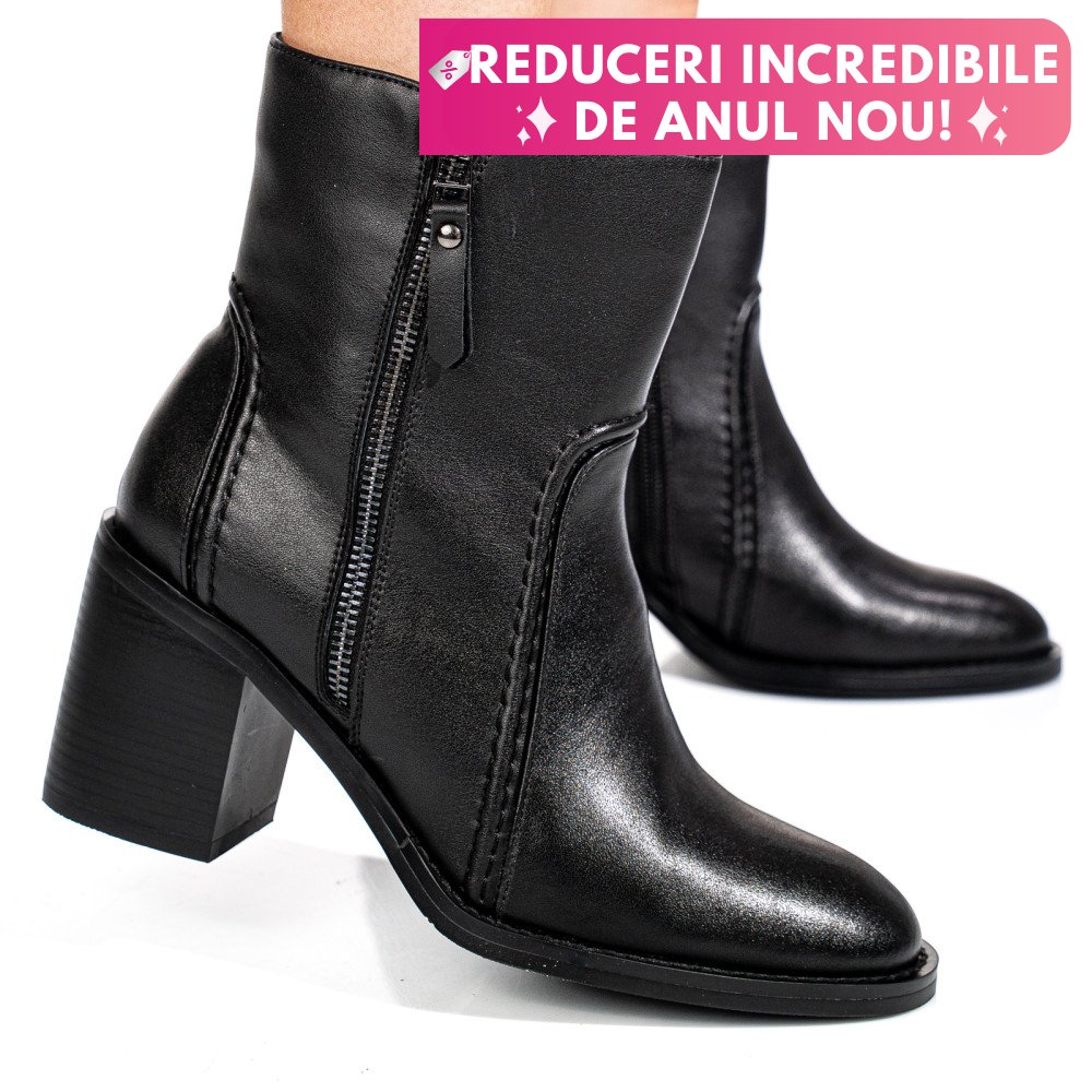BOTINE NEGRE PIELE NATURALA SS77N5001