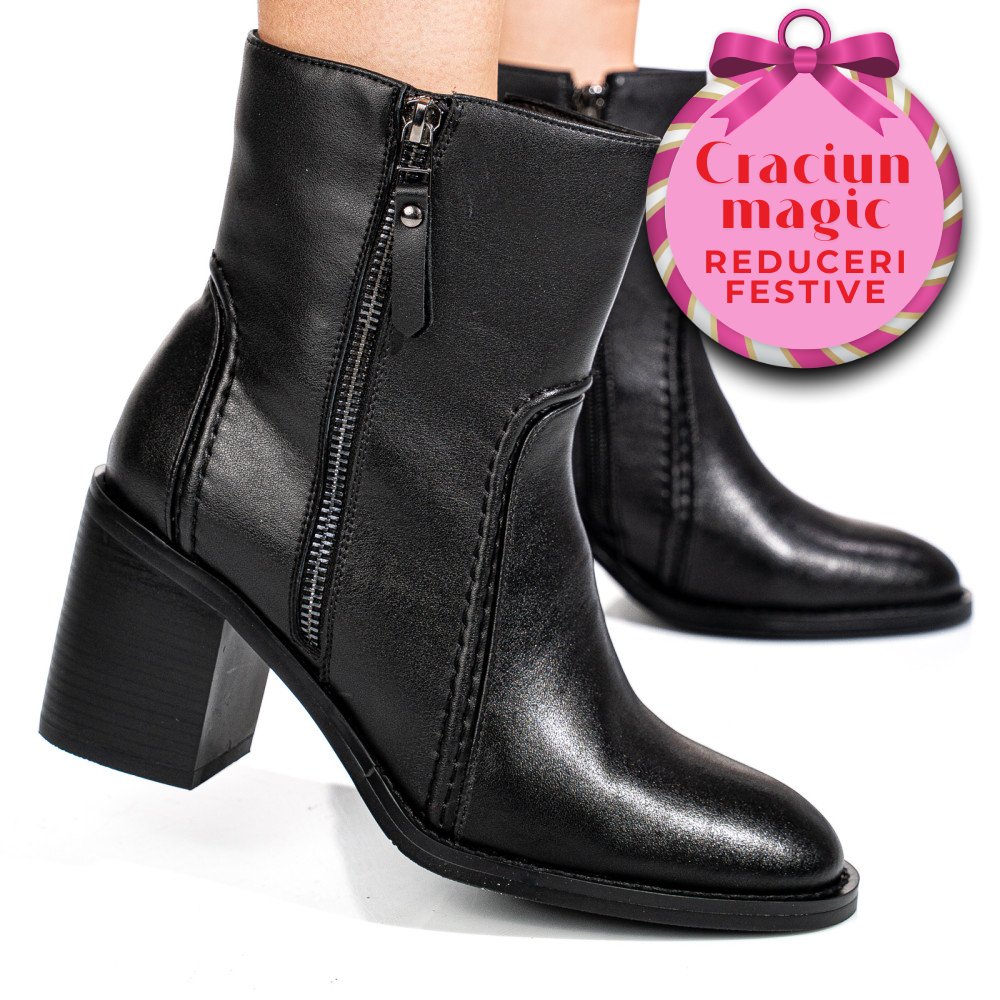 BOTINE NEGRE PIELE NATURALA SS77N5001