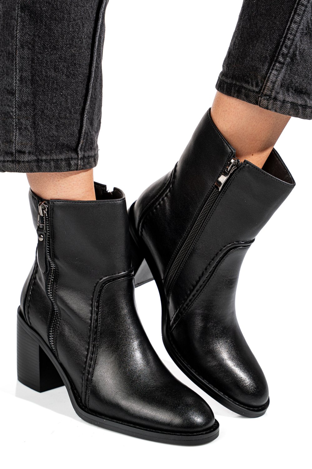 BOTINE NEGRE PIELE NATURALA SS77N5001