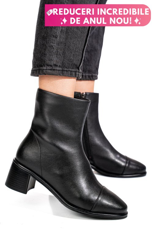 Botine negre piele naturala ss77n5016