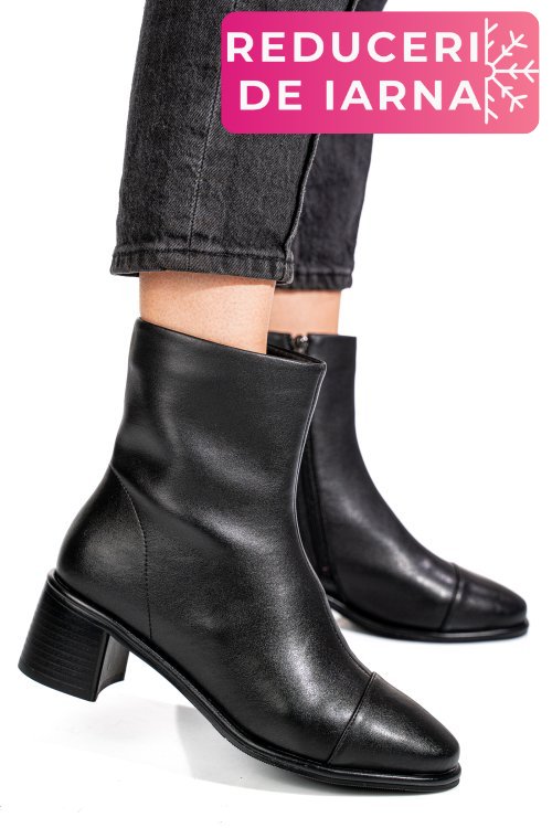 Botine negre piele naturala ss77n5016