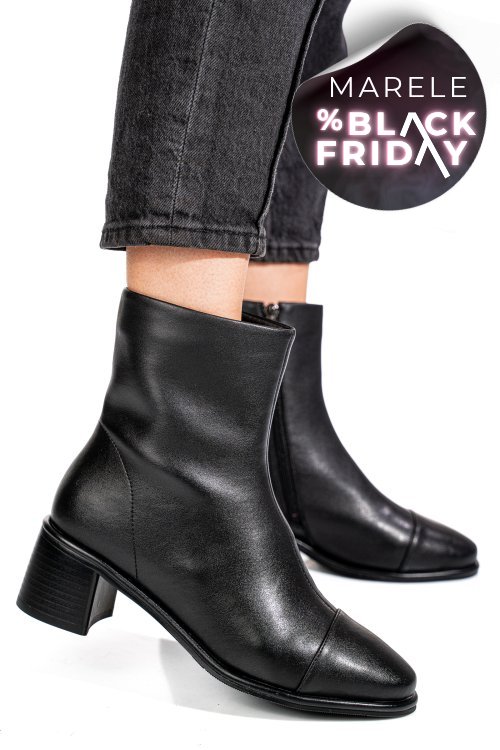 Botine negre piele naturala ss77n5016