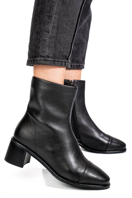 Botine negre piele naturala ss77n5016