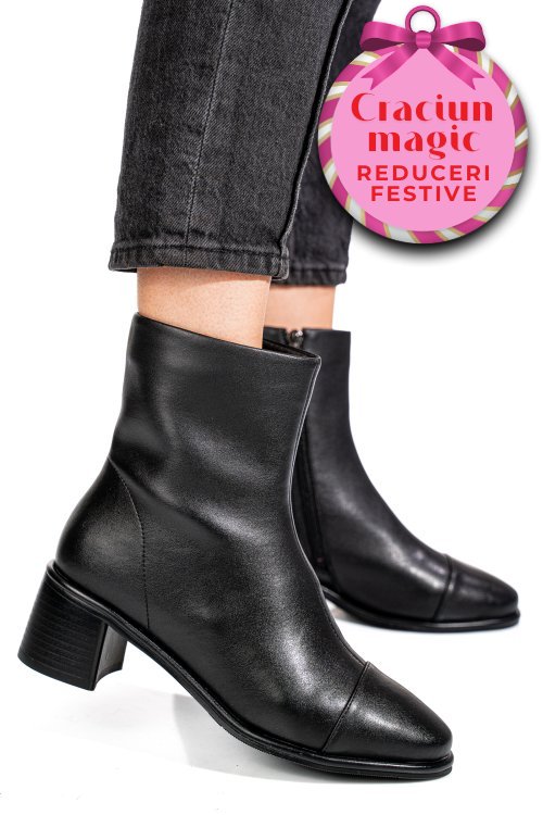 Botine negre piele naturala ss77n5016