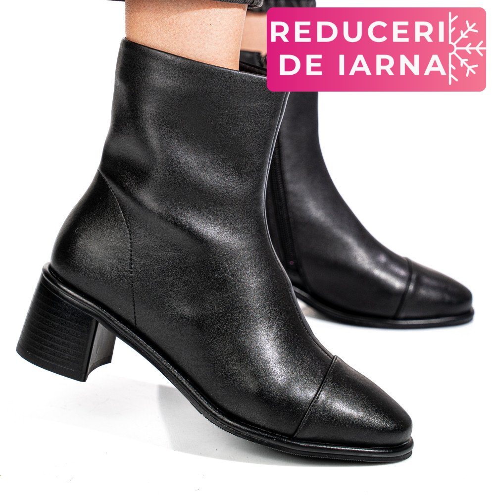 BOTINE NEGRE PIELE NATURALA SS77N5016