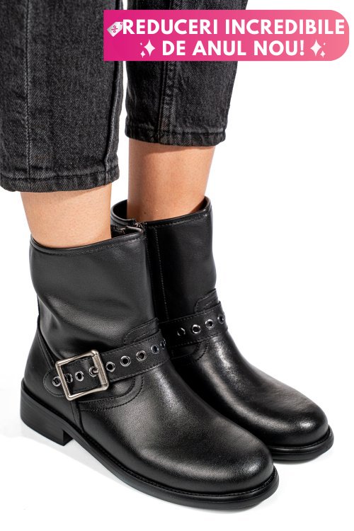 Ghete negre piele naturala ss77n5009