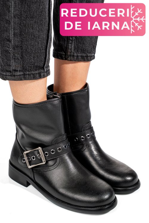 Ghete negre piele naturala ss77n5009