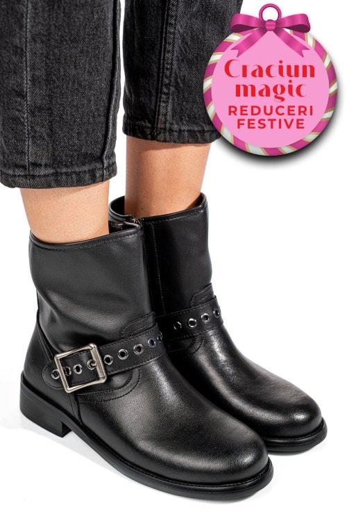 Ghete negre piele naturala ss77n5009