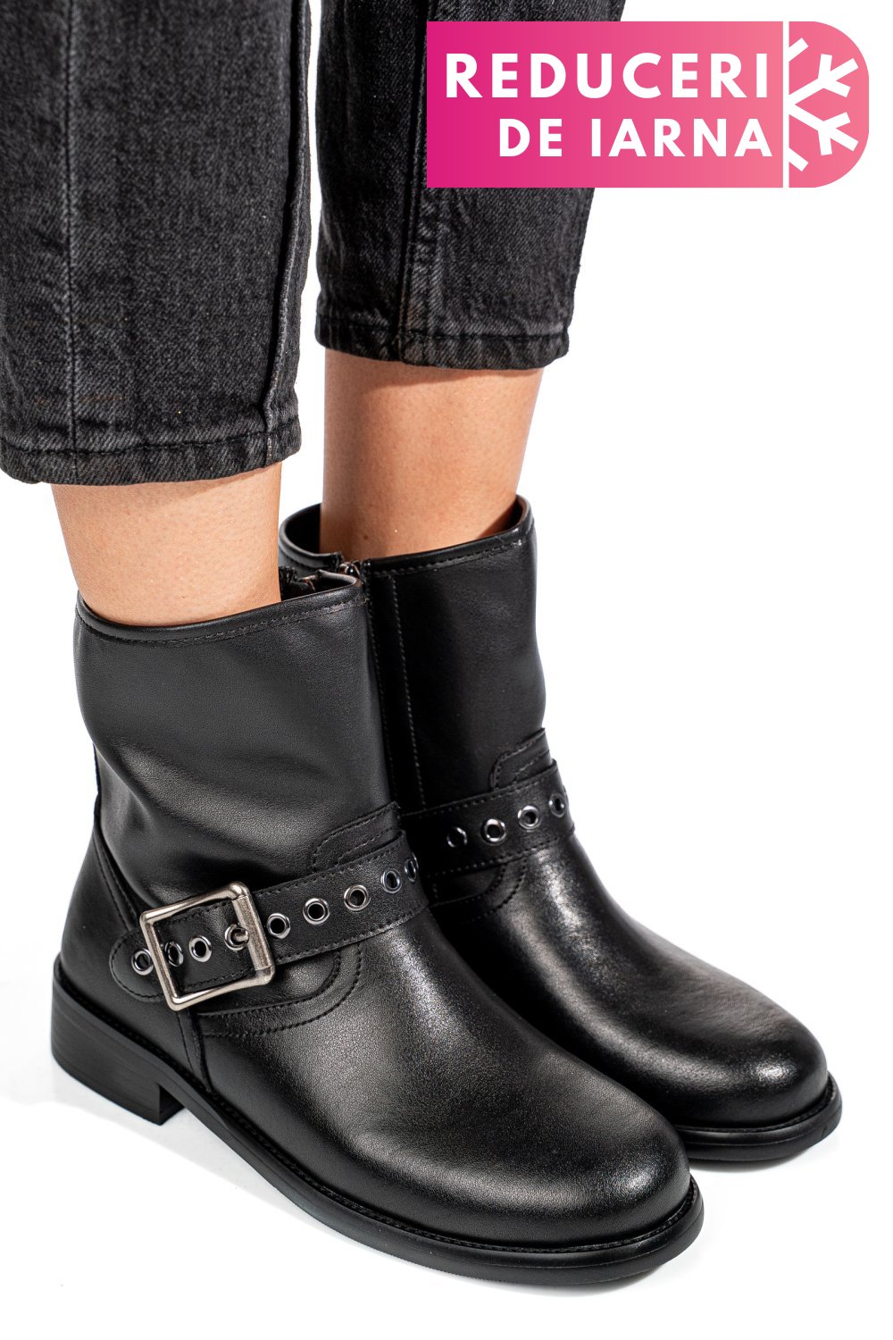 GHETE NEGRE PIELE NATURALA SS77N5009