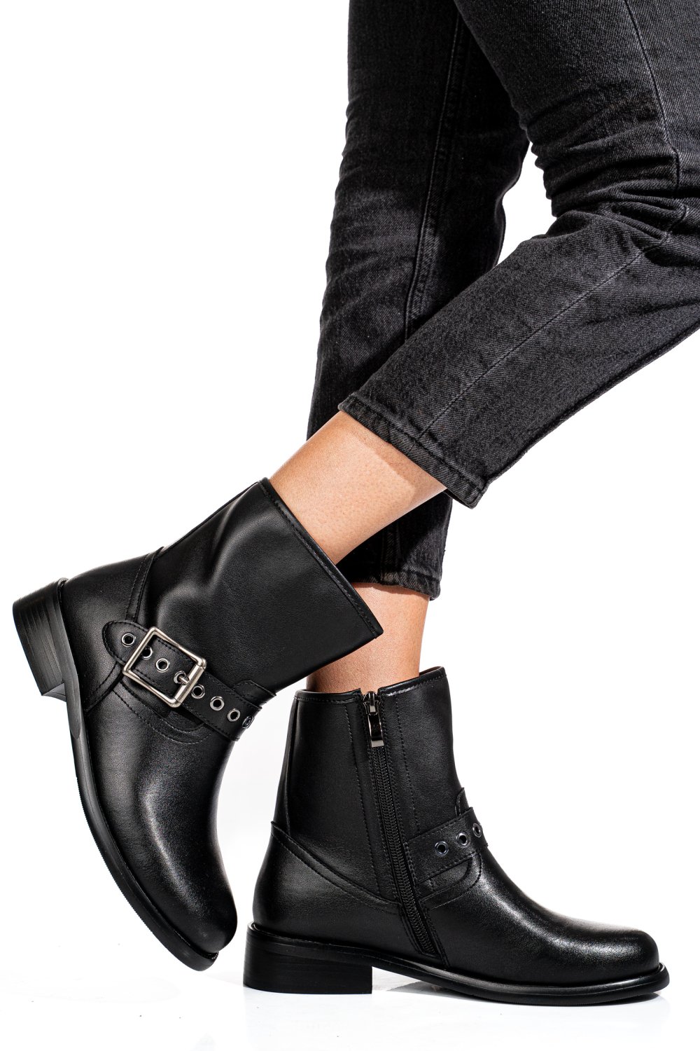 GHETE NEGRE PIELE NATURALA SS77N5009