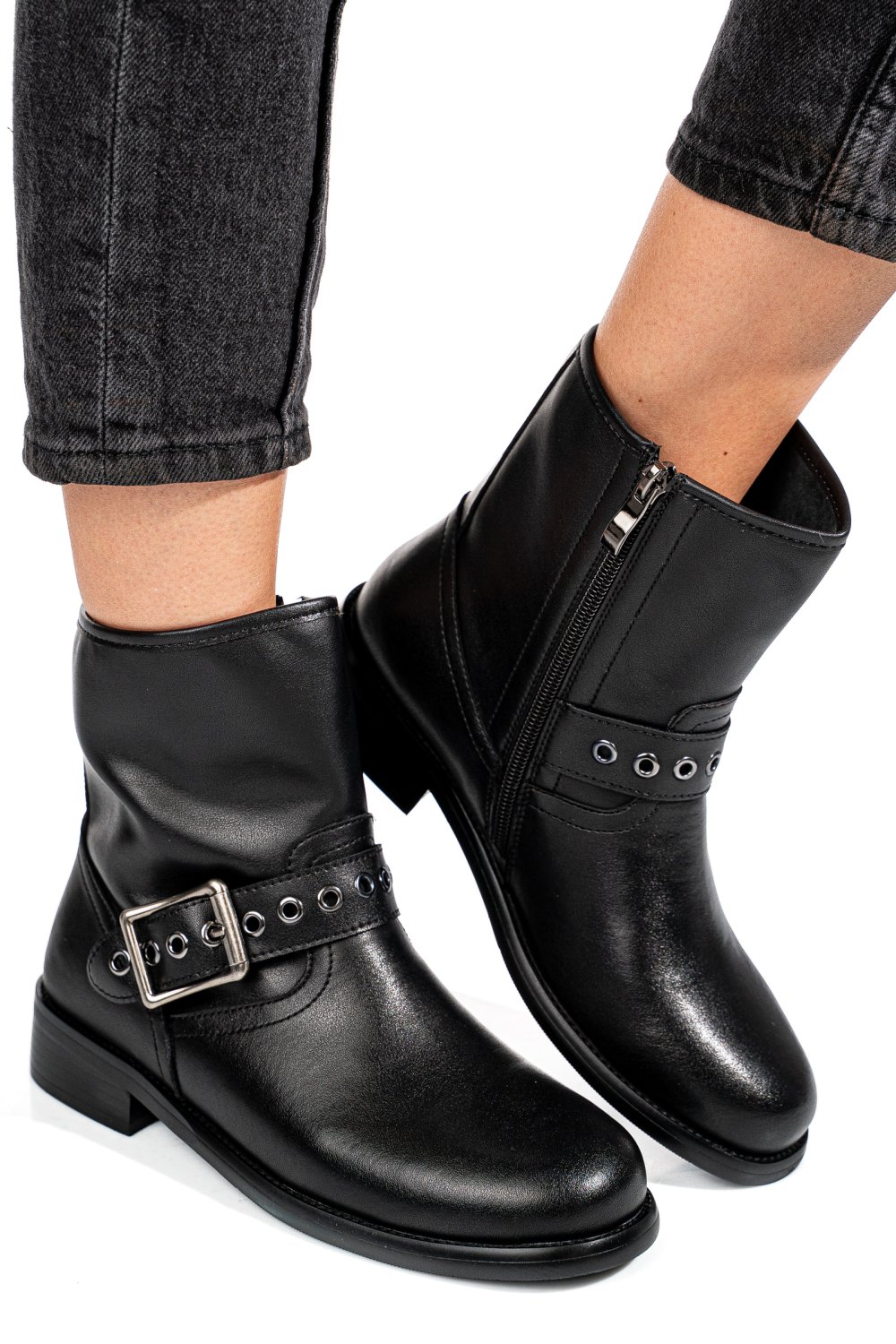 GHETE NEGRE PIELE NATURALA SS77N5009