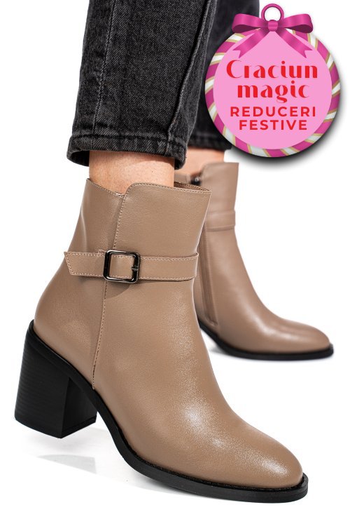 Botine khaki piele naturala ss77n5002