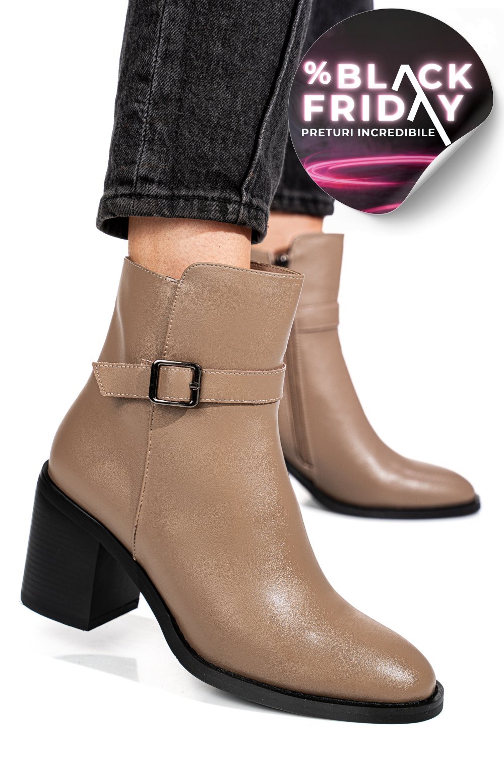 BOTINE KHAKI PIELE NATURALA SS77N5002