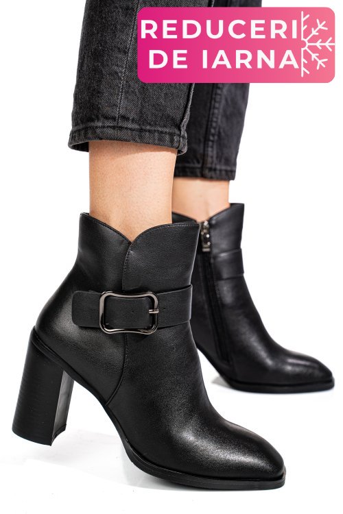 Botine negre piele naturala ss77n5011