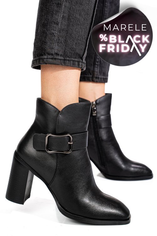 Botine negre piele naturala ss77n5011