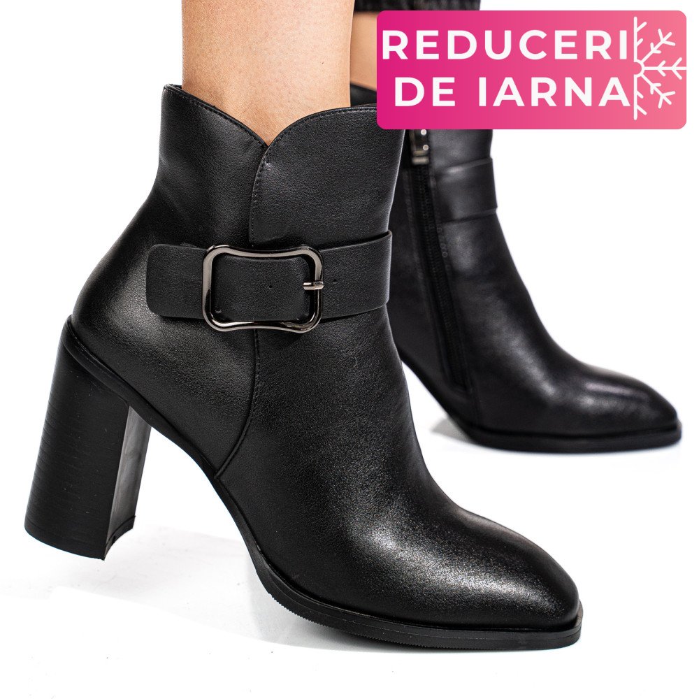 BOTINE NEGRE PIELE NATURALA SS77N5011