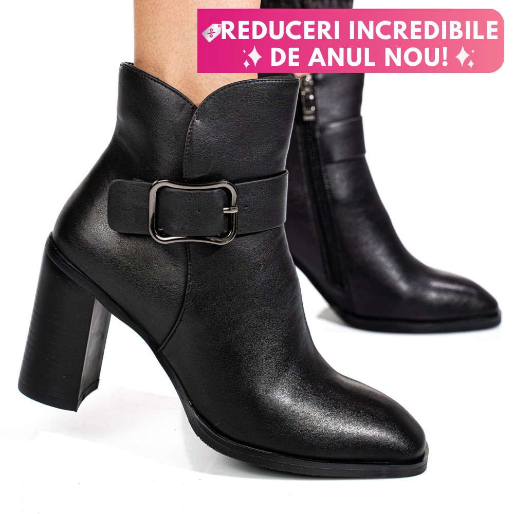 BOTINE NEGRE PIELE NATURALA SS77N5011