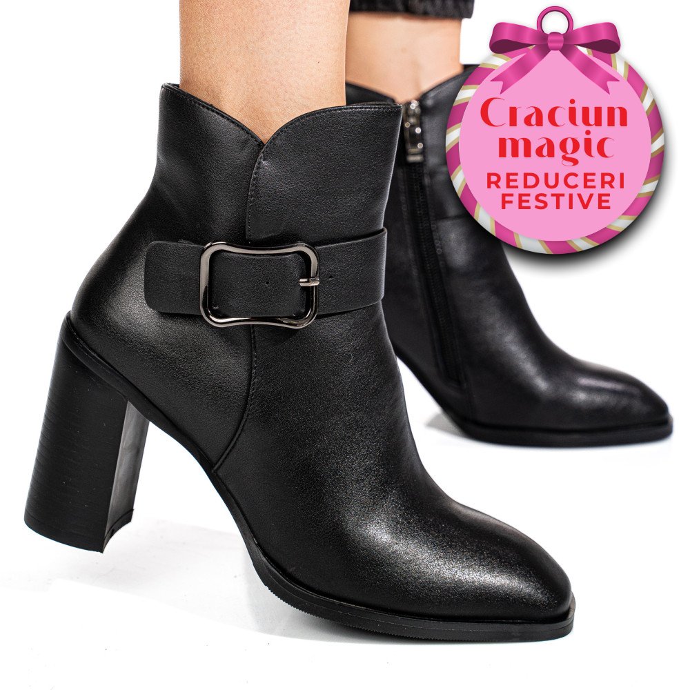 BOTINE NEGRE PIELE NATURALA SS77N5011
