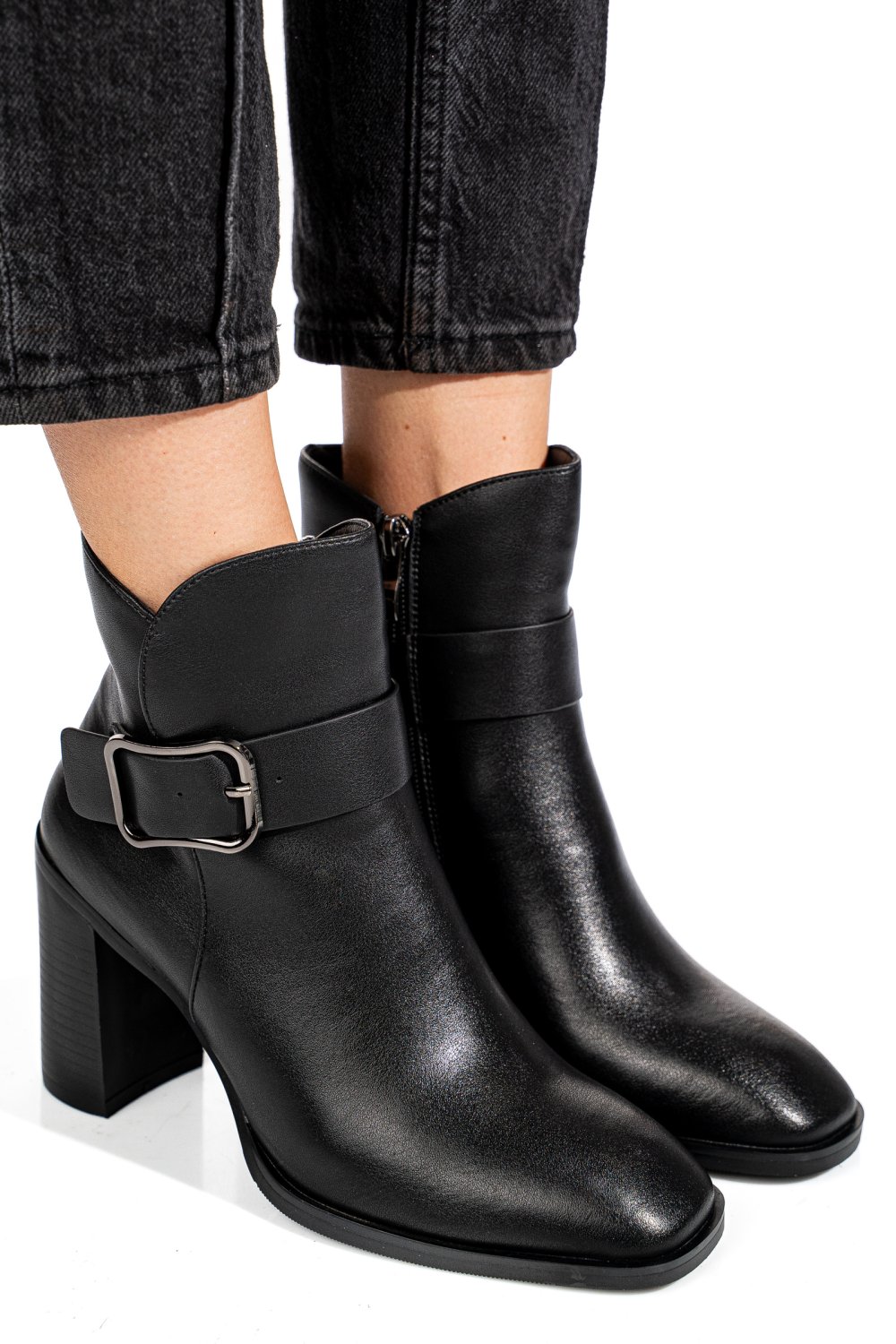 BOTINE NEGRE PIELE NATURALA SS77N5011