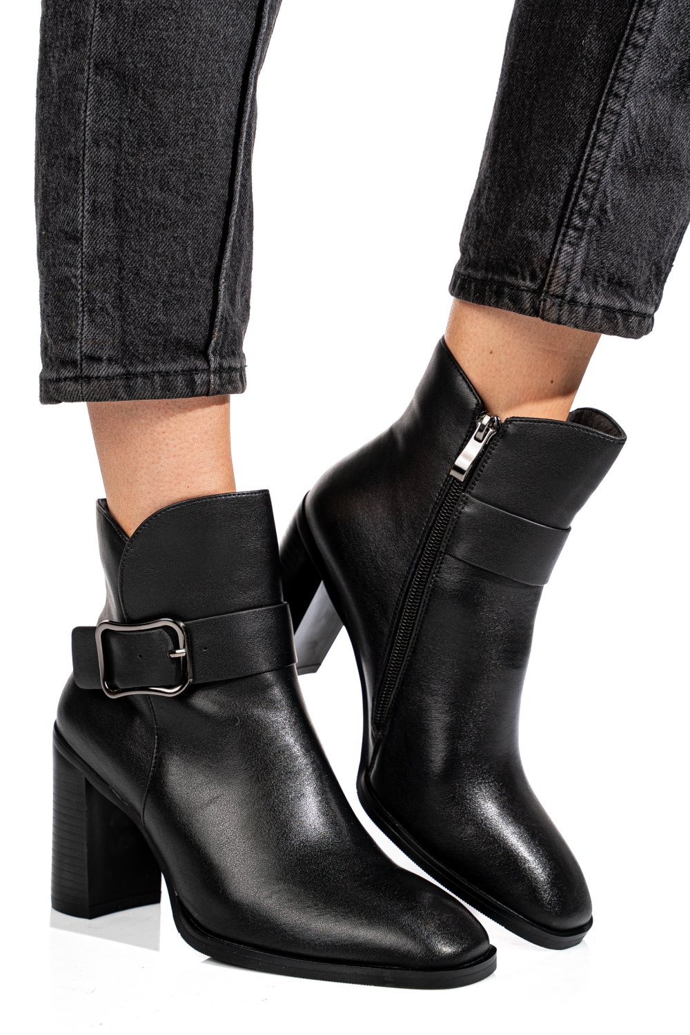 BOTINE NEGRE PIELE NATURALA SS77N5011