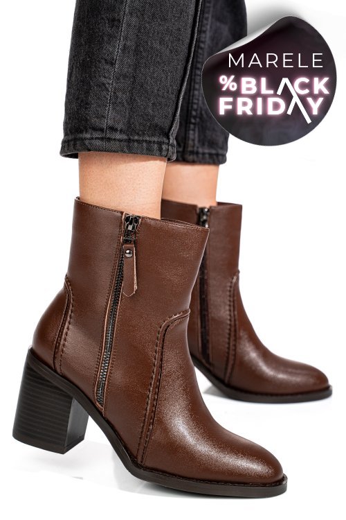 Botine maro piele naturala ss77n5001