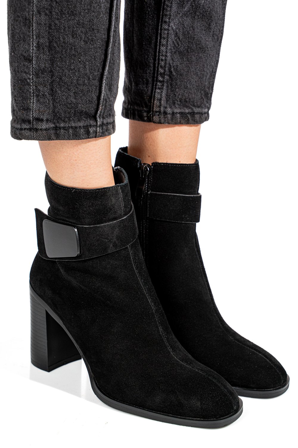 BOTINE NEGRE PIELE NATURALA INTOARSA SS77N5012