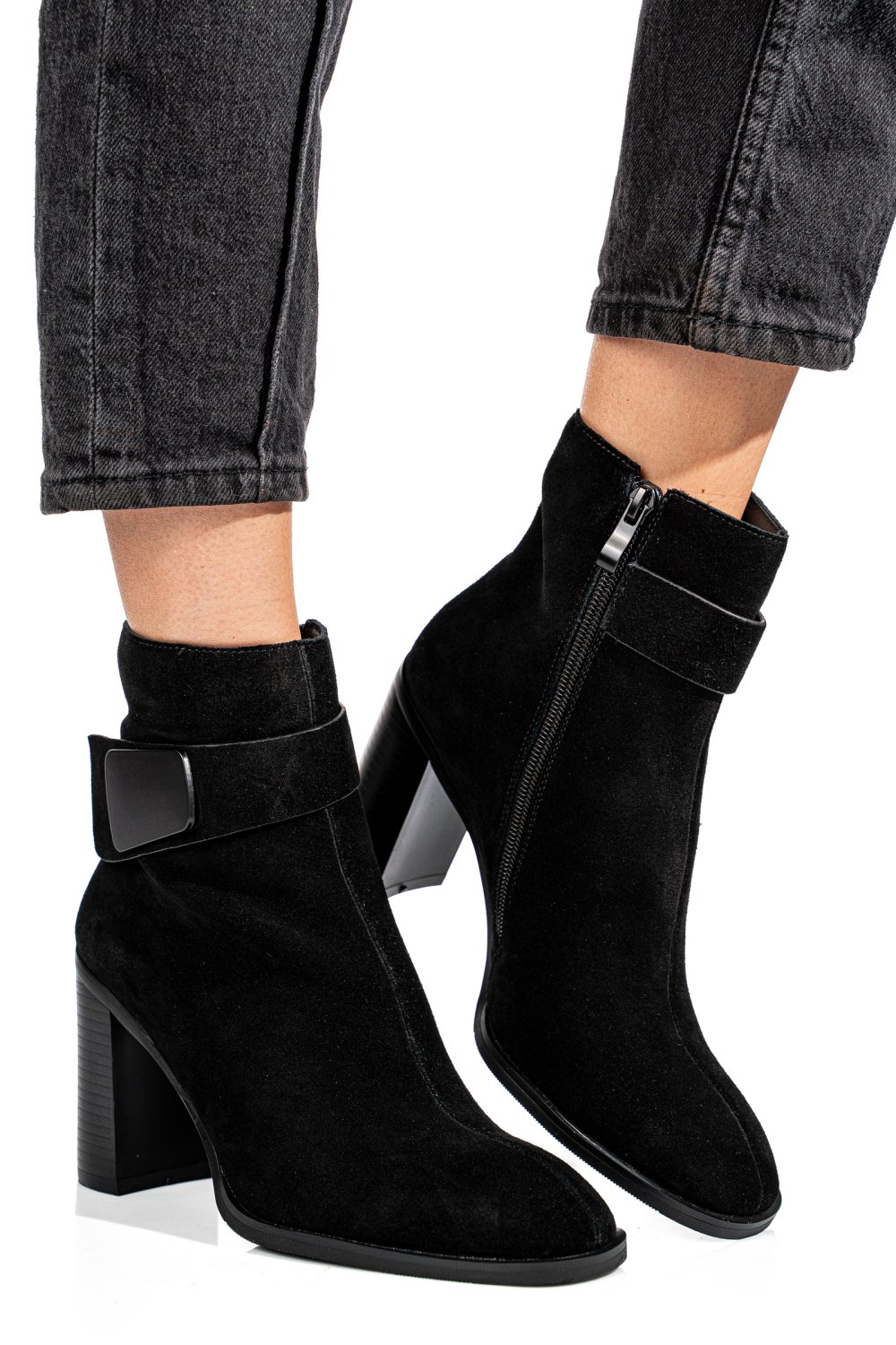 BOTINE NEGRE PIELE NATURALA INTOARSA SS77N5012