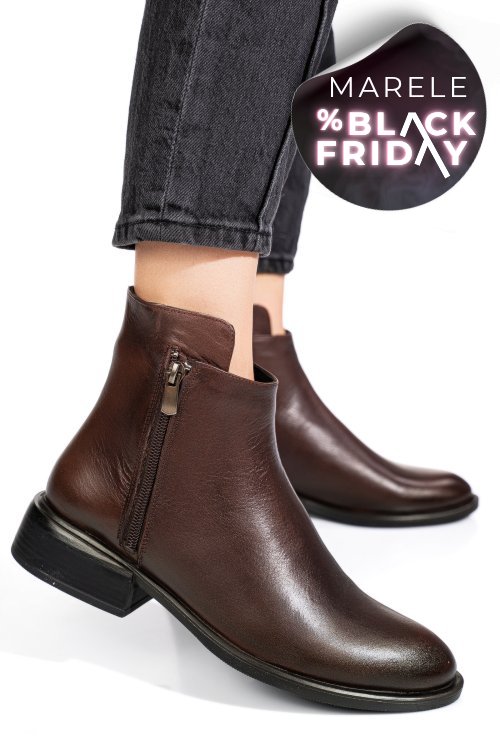 Ghete maro inchis piele naturala 2pc504