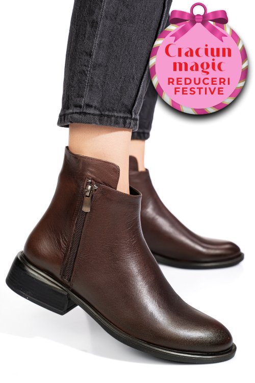 Ghete maro inchis piele naturala 2pc504