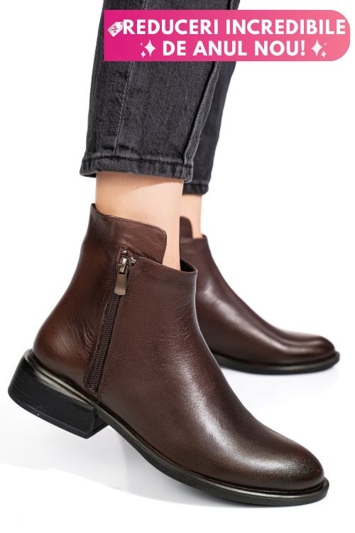 Ghete maro inchis piele naturala 2pc504