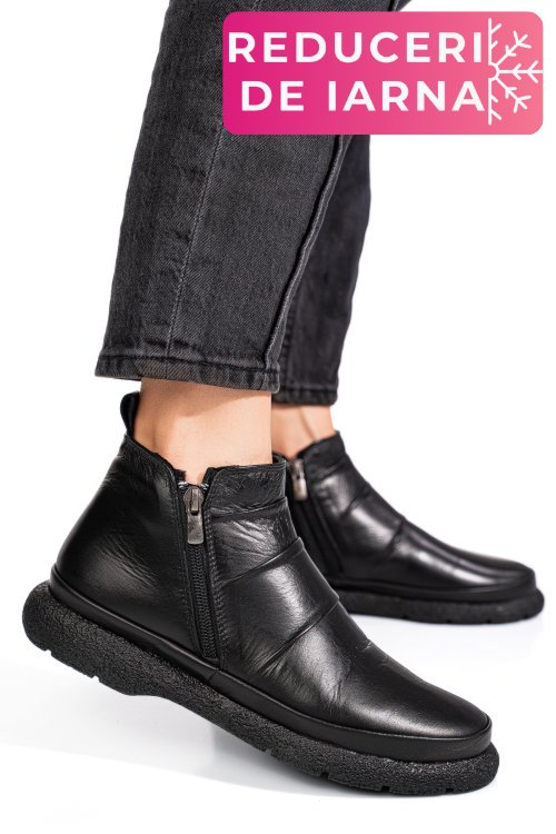 Ghete negre piele naturala 3pc100