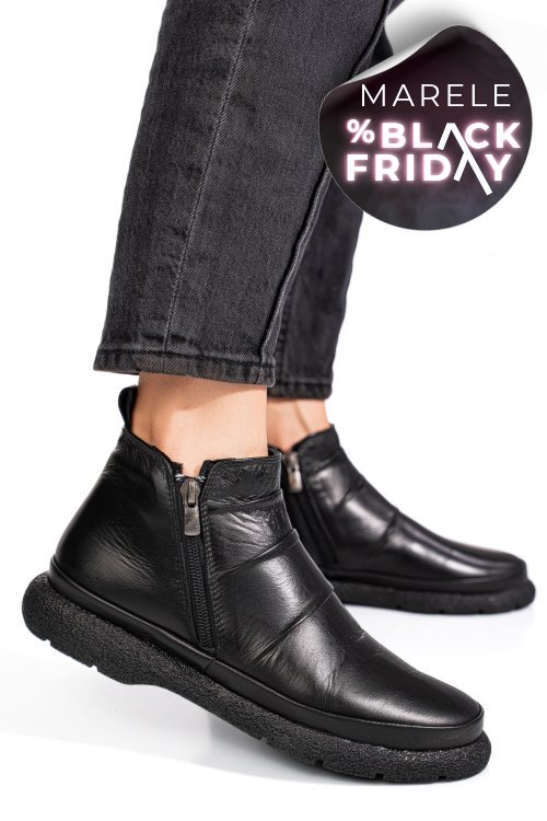 Ghete negre piele naturala 3pc100