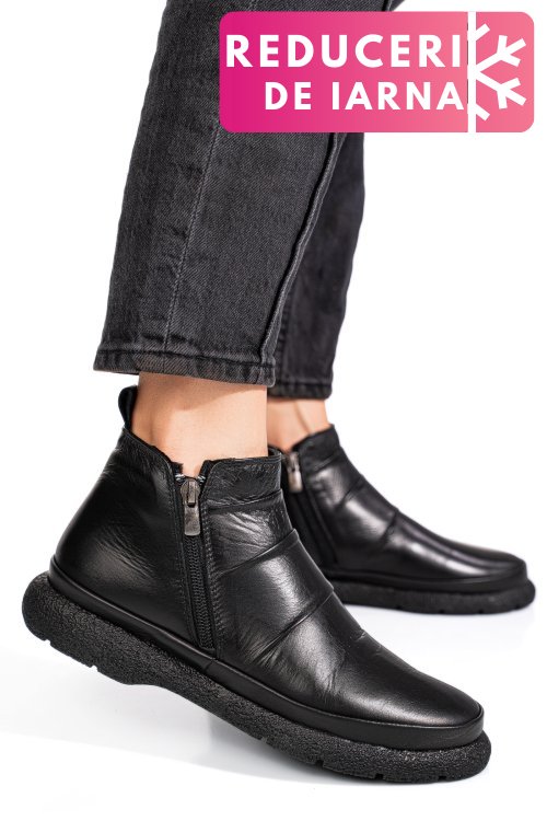 Ghete negre piele naturala 3pc100