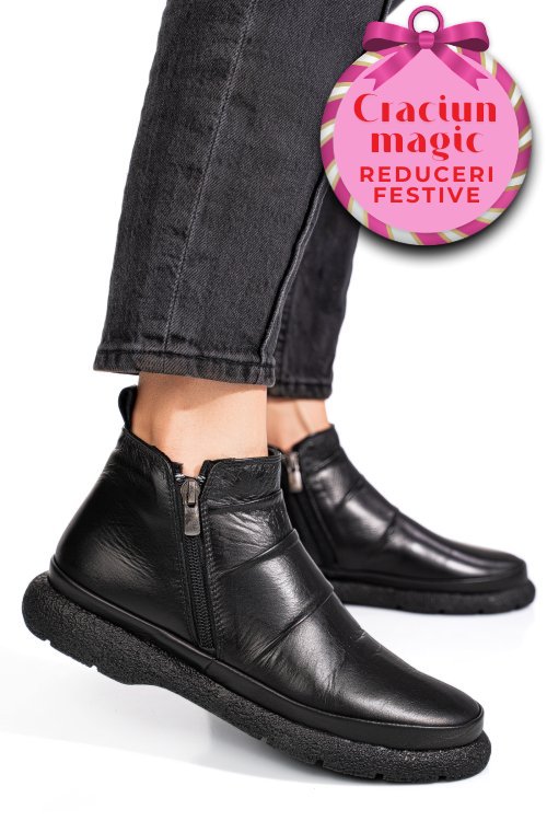 Ghete negre piele naturala 3pc100