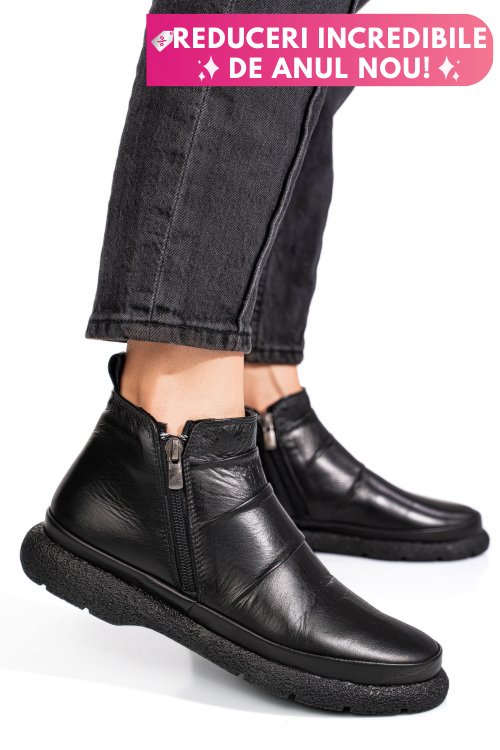 Ghete negre piele naturala 3pc100