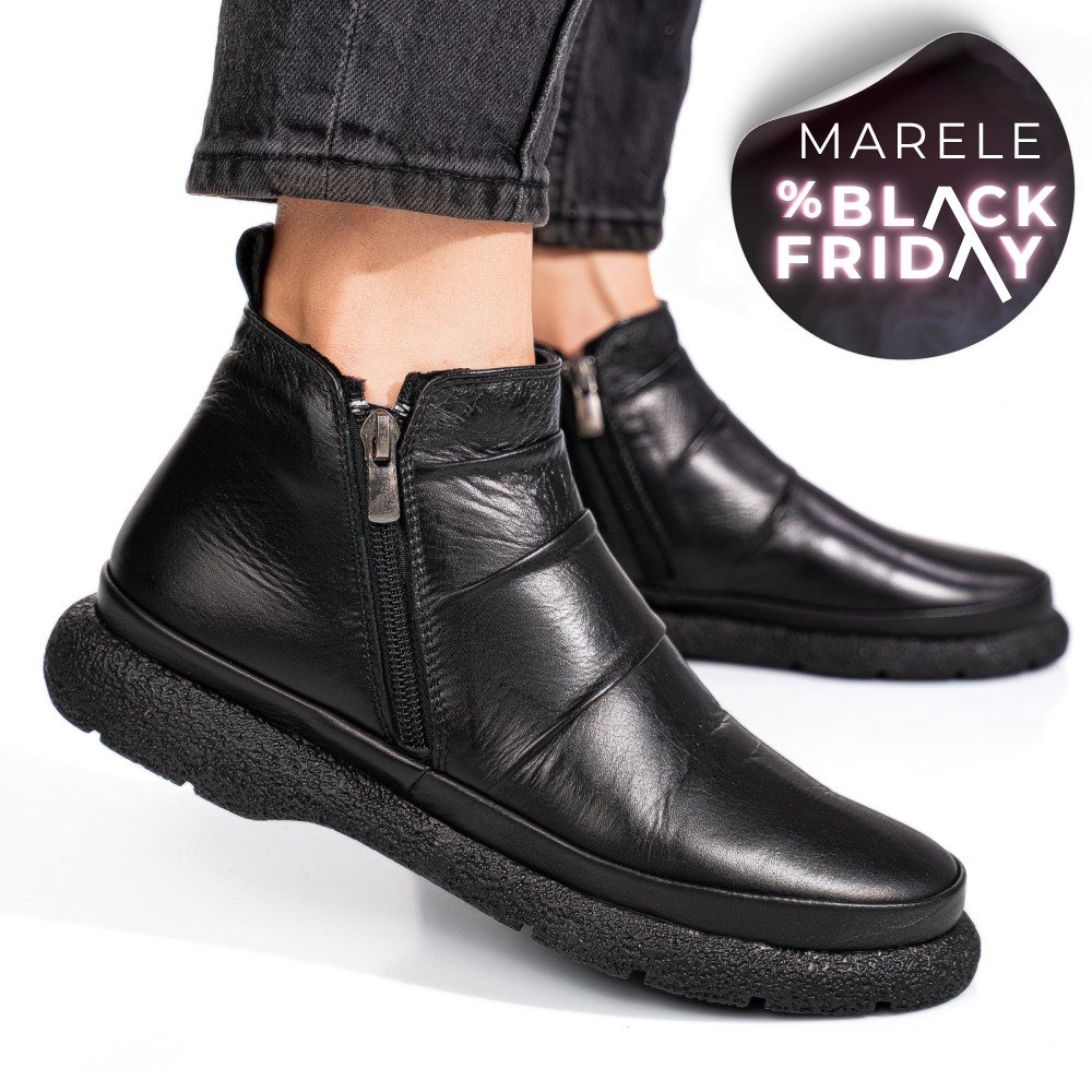 GHETE NEGRE PIELE NATURALA 3PC100