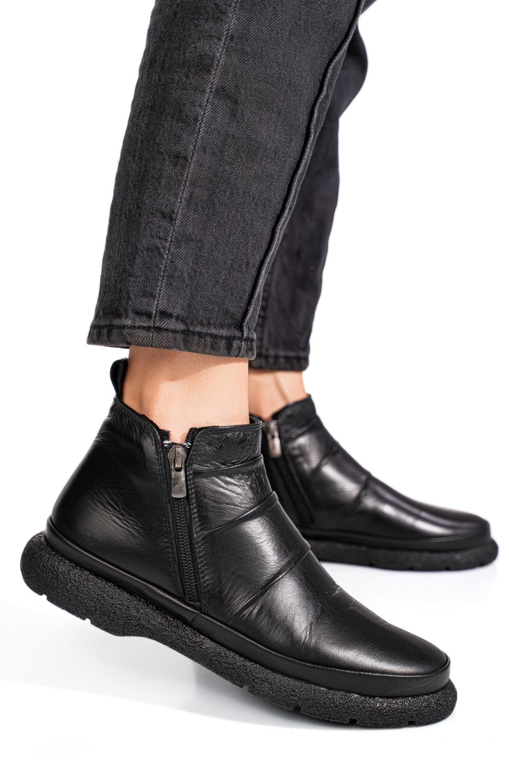 GHETE NEGRE PIELE NATURALA 3PC100