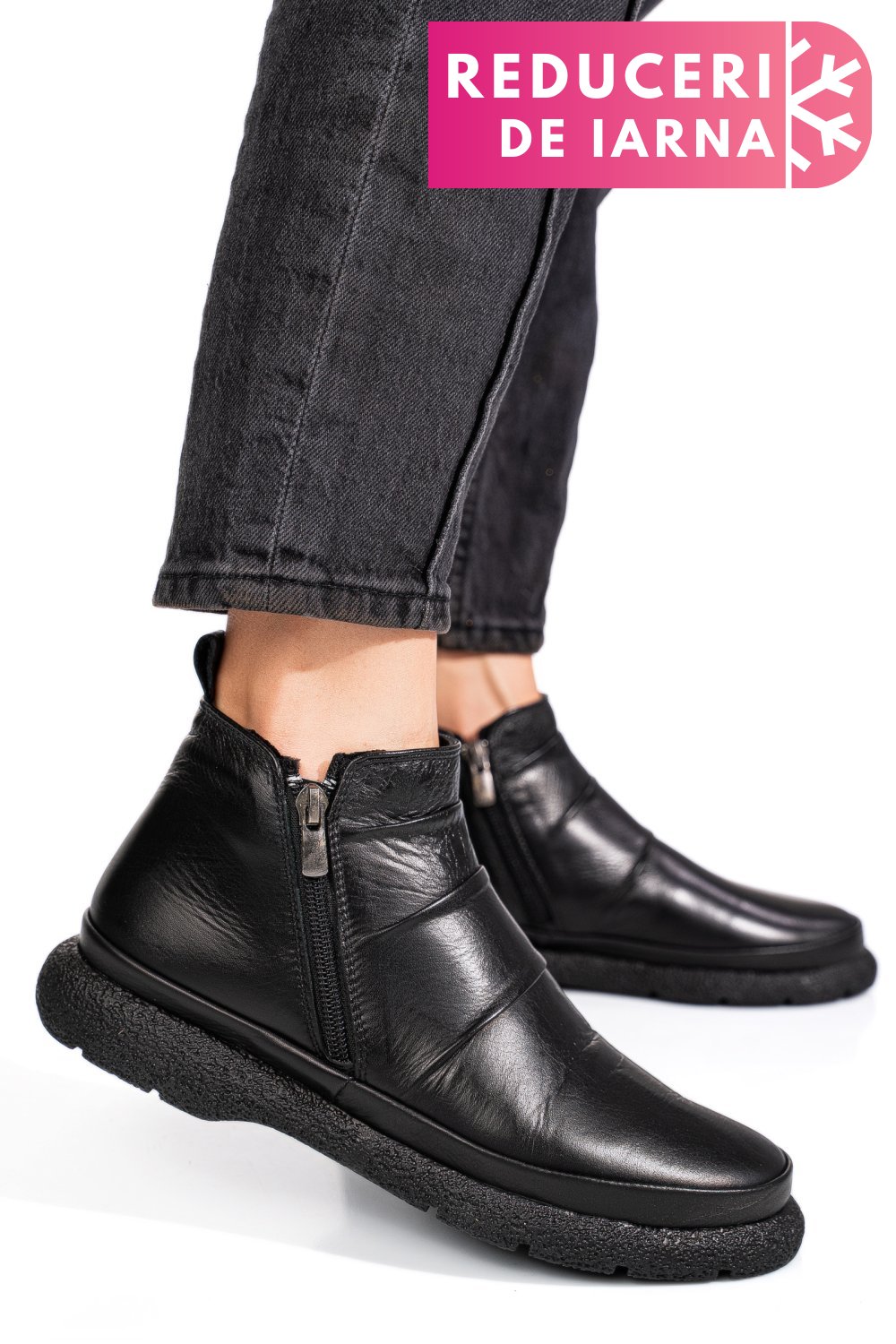 GHETE NEGRE PIELE NATURALA 3PC100