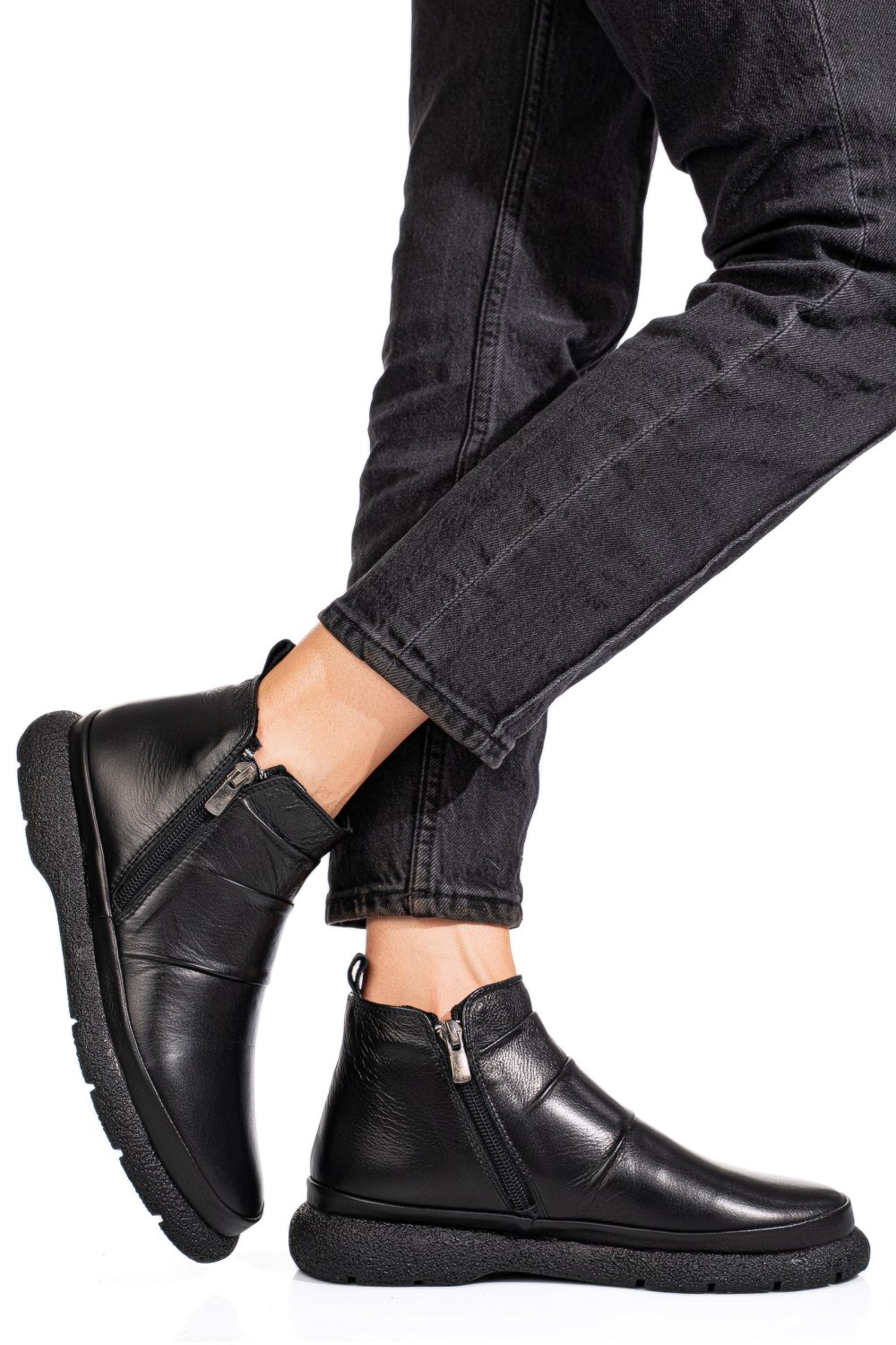 GHETE NEGRE PIELE NATURALA 3PC100