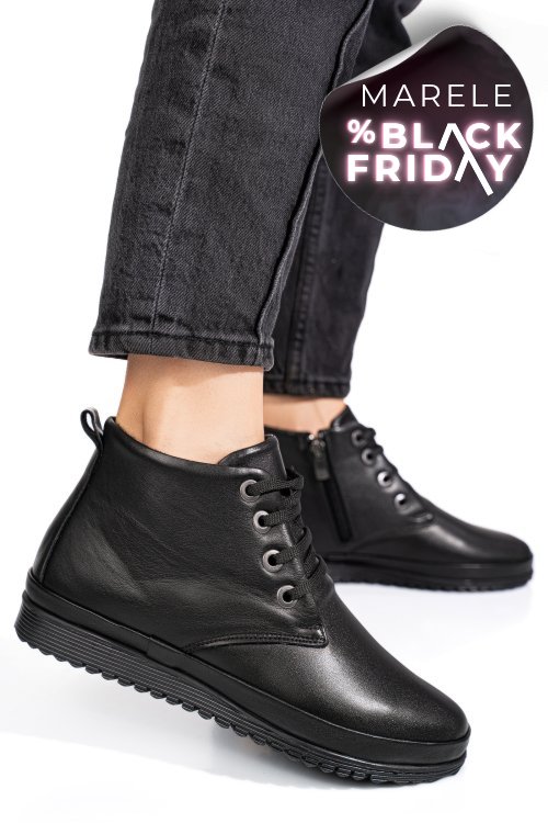 Ghete negre piele naturala 1pc562