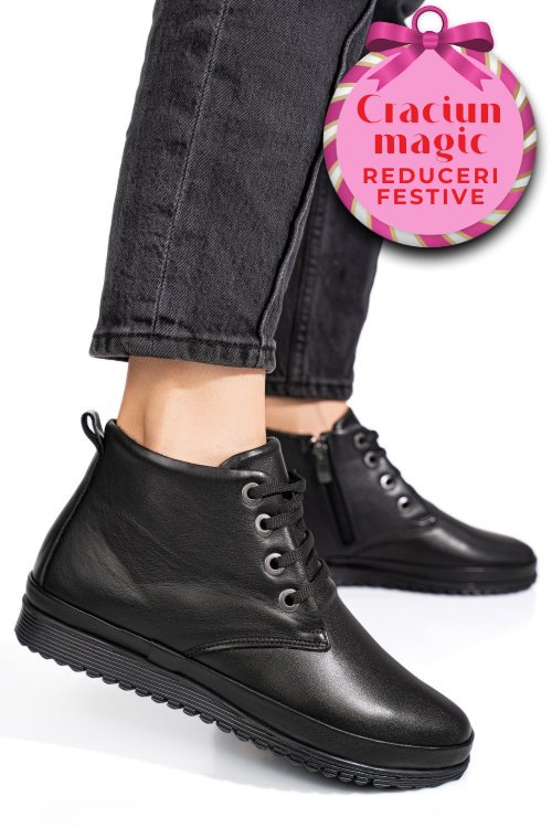 Ghete negre piele naturala 1pc562