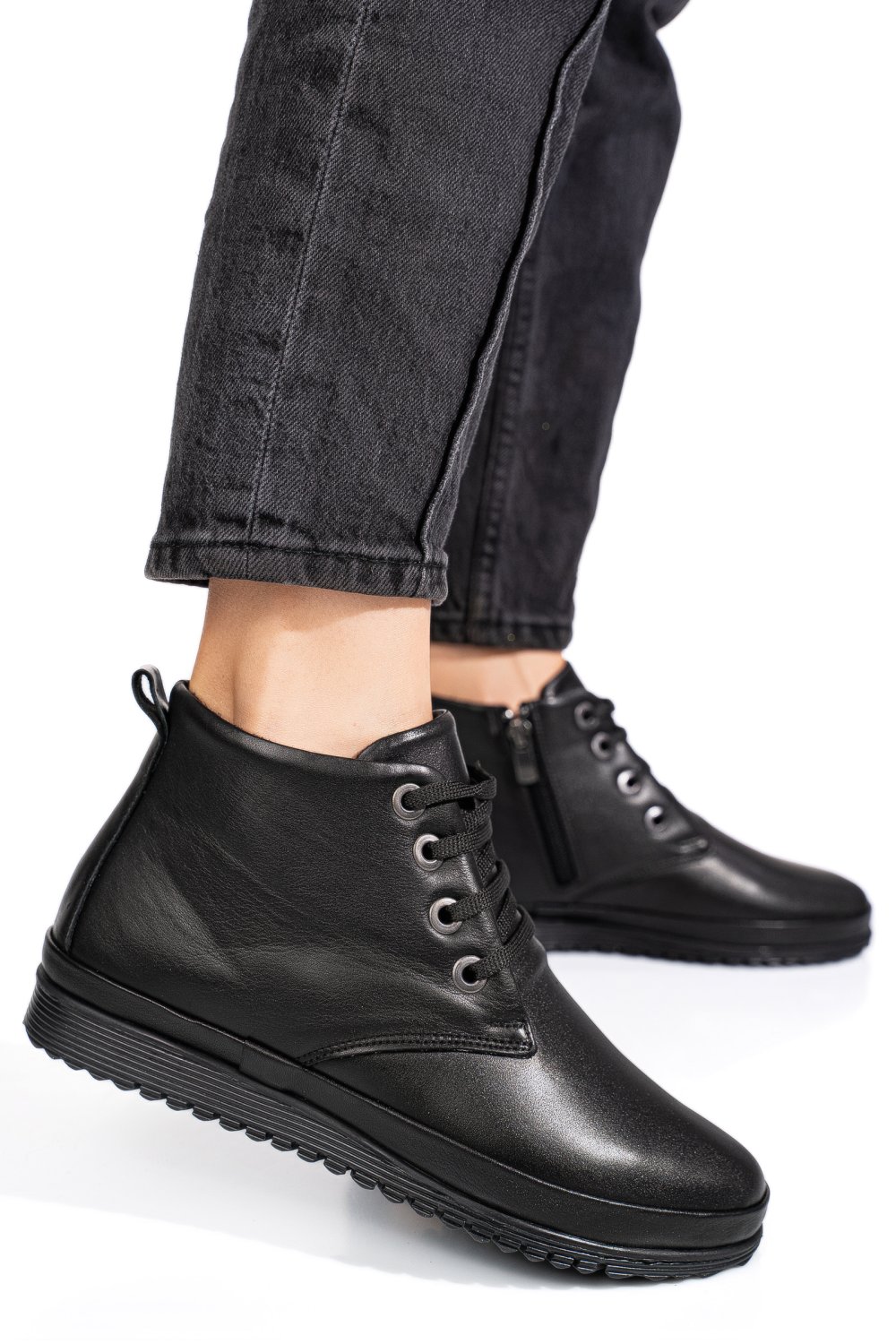 GHETE NEGRE PIELE NATURALA 1PC562