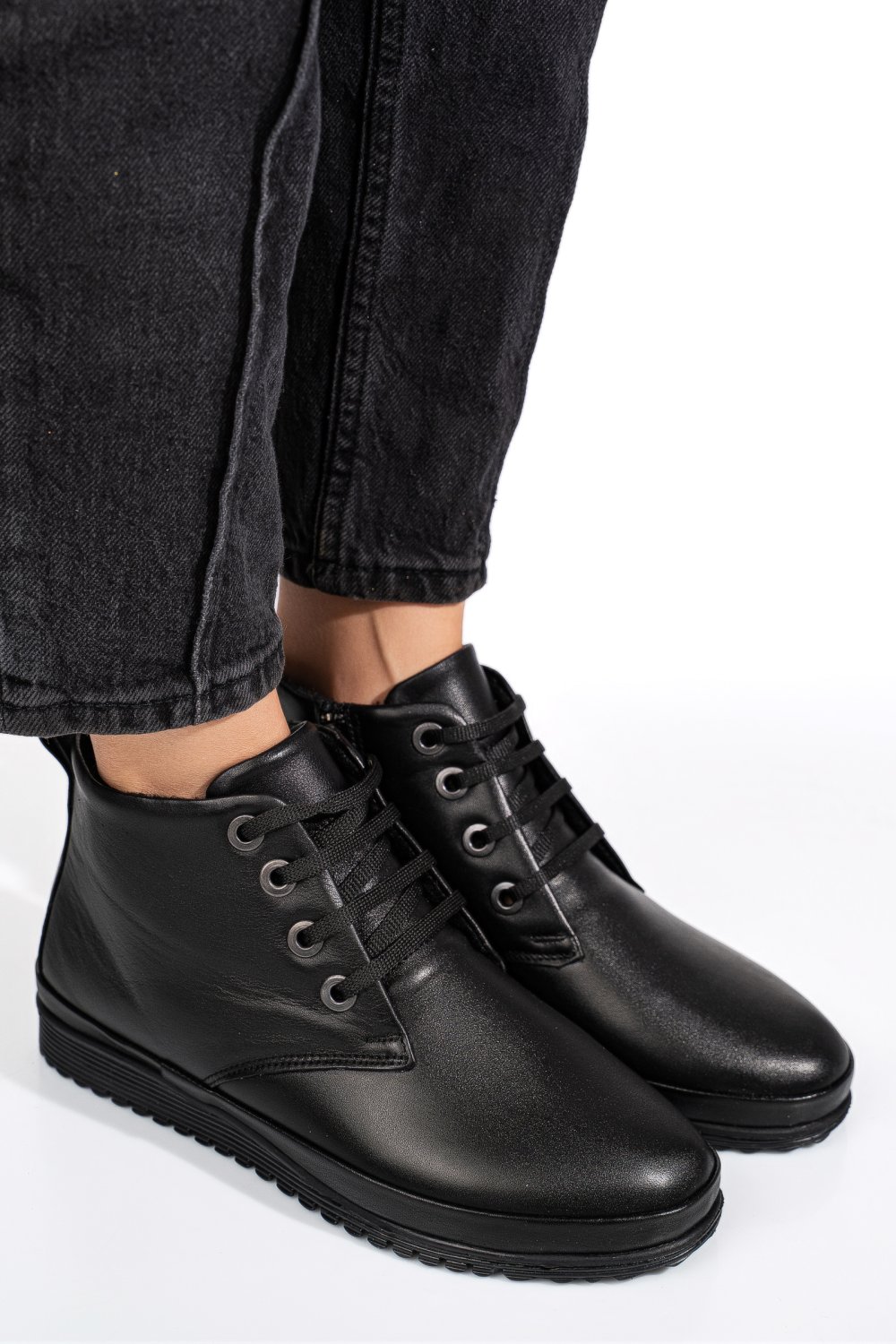 GHETE NEGRE PIELE NATURALA 1PC562