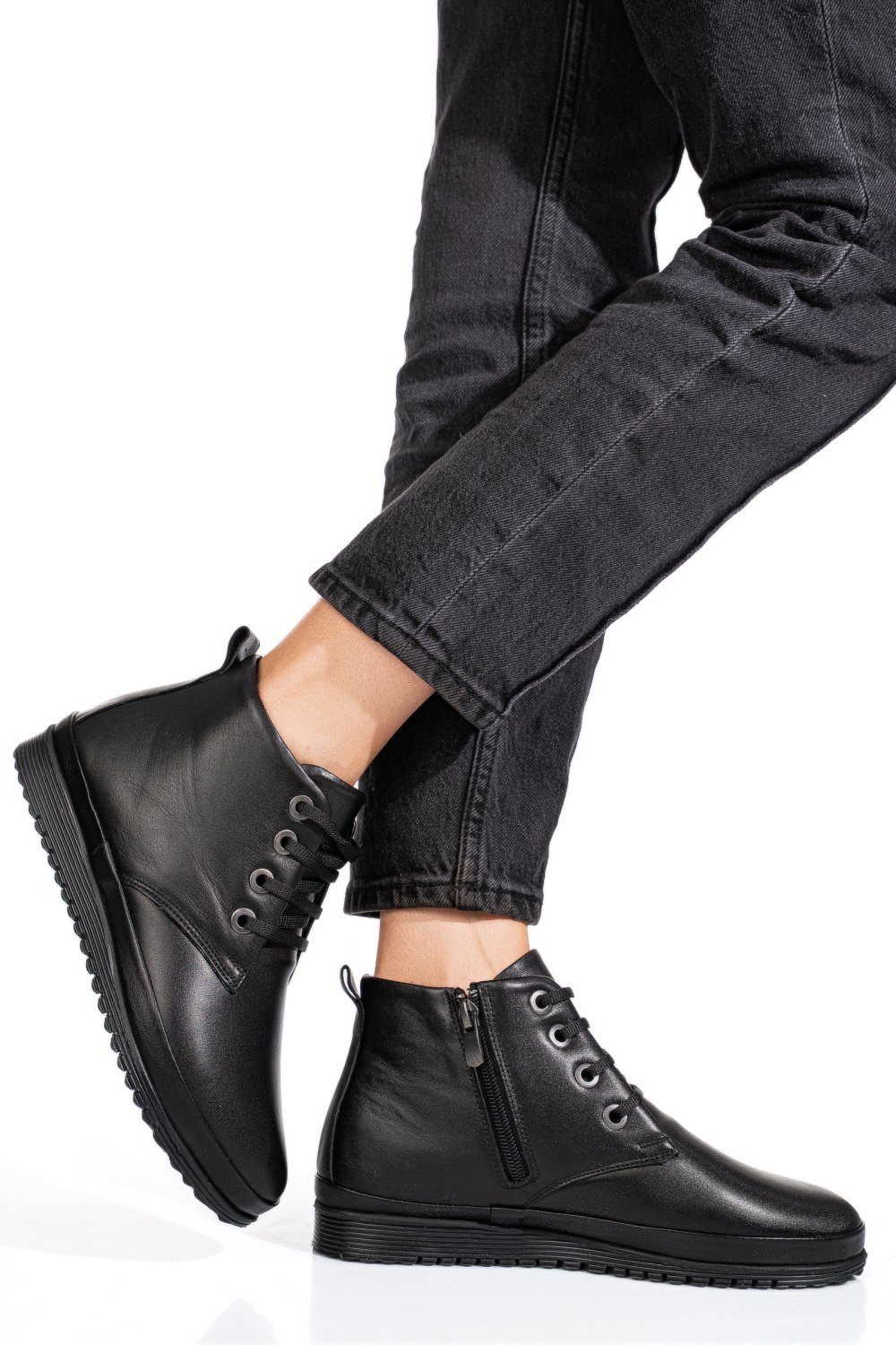 GHETE NEGRE PIELE NATURALA 1PC562