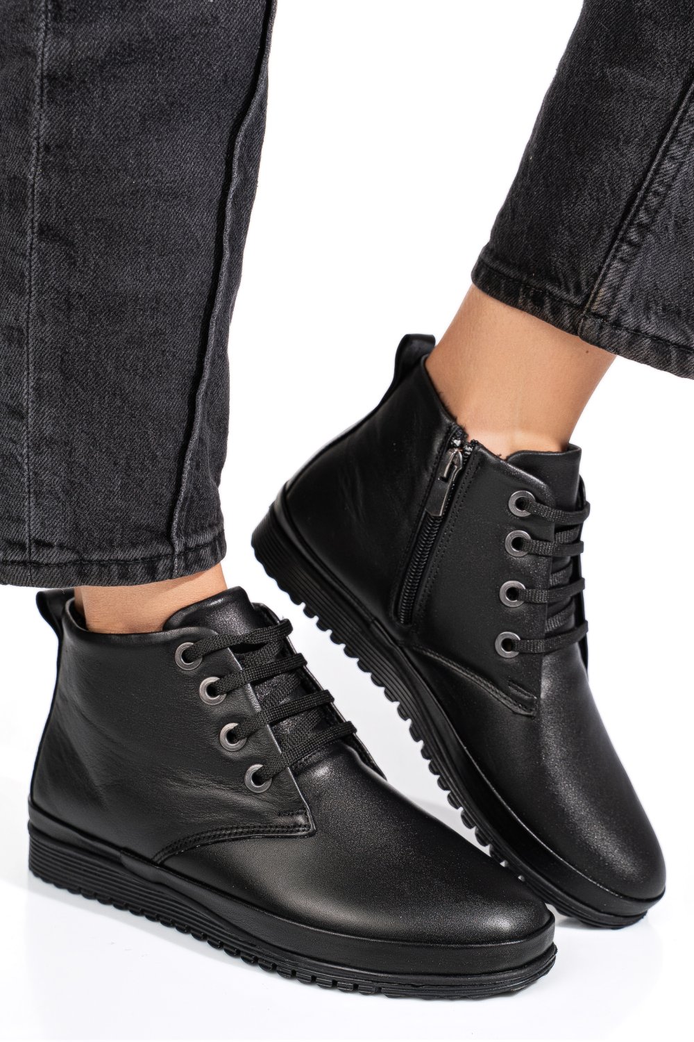 GHETE NEGRE PIELE NATURALA 1PC562